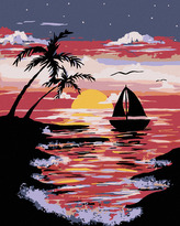 Malování podle čísel - PLACHETNICE V ODLIVU - 80x100 cm, bez rámu a bez vypnutí plátna