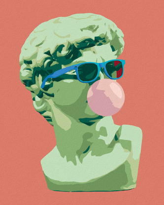 Malování podle čísel - ANTICKÁ SOCHA S BUBLINOU - 80x100 cm, bez rámu a bez vypnutí plátna