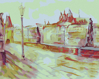 Malování podle čísel - ABSTRAKTNÍ KARLŮV MOST - 80x100 cm, bez rámu a bez vypnutí plátna