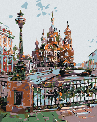 Malování podle čísel - ŘEKA PŘED KATEDRÁLOU - 80x100 cm, vypnuté plátno na rám