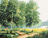 Malování podle čísel - BŘÍZY U CESTY II - 80x100 cm, vypnuté plátno na rám