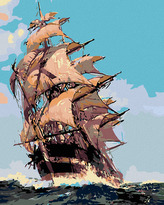 Malování podle čísel - PLACHETNICE VE VĚTRU - 80x100 cm, vypnuté plátno na rám