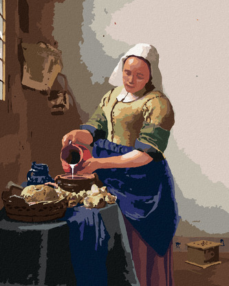 Malování podle čísel - MLÉKAŘKA (J. VERMEER) - 40x50 cm, bez rámu a bez vypnutí plátna