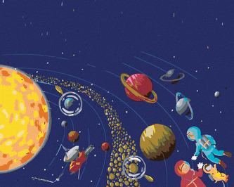 Malování podle čísel - VESMÍR A KOSMONAUTI - 40x50 cm, bez rámu a bez vypnutí plátna