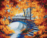 Malování podle čísel - SCHODY V PODZIMNÍM LESE - 80x100 cm, bez rámu a bez vypnutí plátna