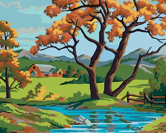 Malování podle čísel - STROM U POTŮČKU - 80x100 cm, bez rámu a bez vypnutí plátna