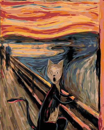 Malování podle čísel - VÝKŘIK KOCOURA - INSPIRACE E. MUNCH - 80x100 cm, bez rámu a bez vypnutí plátna