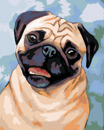 Maľovanie podľa čísel - HNEDÝ MOPS - 40x50 cm, bez rámu a bez vypnutia plátna