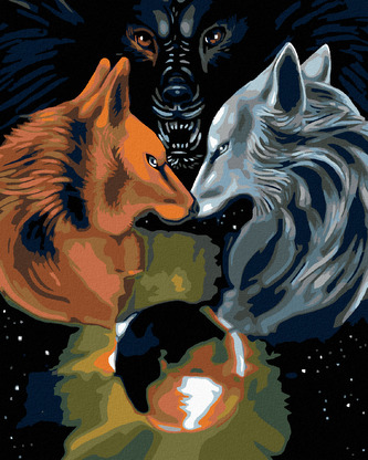 Malování podle čísel - TŘI VLCI - 80x100 cm, vypnuté plátno na rám