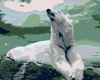 Malování podle čísel - LEDNÍ MEDVĚD - 80x100 cm, vypnuté plátno na rám