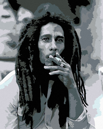 Malování podle čísel - KOUŘÍCÍ BOB MARLEY - 80x100 cm, vypnuté plátno na rám