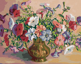 Malování podle čísel - BOHATÁ KYTICE VE ZLATÉ VÁZE - 80x100 cm, vypnuté plátno na rám