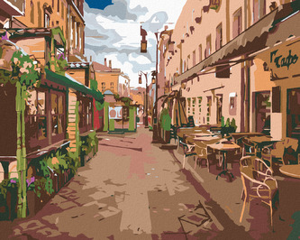 Malování podle čísel - PRÁZDNÉ MĚSTEČKO - 80x100 cm, vypnuté plátno na rám