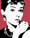 Malování podle čísel - AUDREY HEPBURN NA ČERVENÉM POZADÍ - 80x100 cm, vypnuté plátno na rám