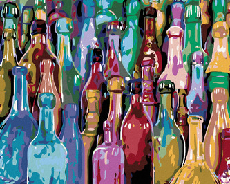 Malování podle čísel - BAREVNÉ LAHVE - 40x50 cm, vypnuté plátno na rám