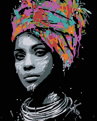 Malování podle čísel - AFRICKÁ KRÁSKA - 40x50 cm, vypnuté plátno na rám