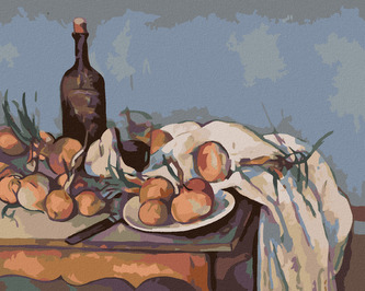 Malování podle čísel - CIBULE A LÁHEV (P. CÉZANNE) - 80x100 cm, bez rámu a bez vypnutí plátna