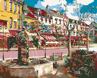 Malování podle čísel - LETNÍ ULICE - 80x100 cm, vypnuté plátno na rám