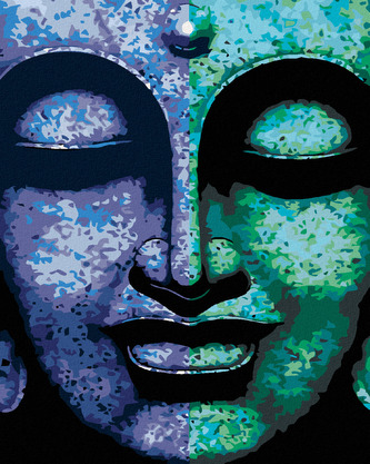 Malování podle čísel - DVOUBAREVNÝ BUDDHA - 40x50 cm, bez rámu a bez vypnutí plátna