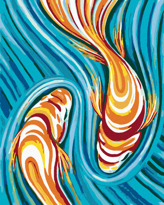 Malování podle čísel - RYBKY UKRYTÉ V MALBĚ - 80x100 cm, vypnuté plátno na rám