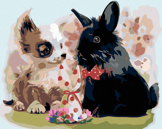 Malování podle čísel - ŠTĚNĚ S ČERNÝM KRÁLÍKEM - 80x100 cm, bez rámu a bez vypnutí plátna