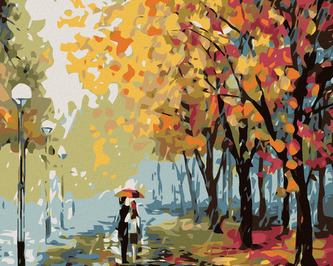 Malování podle čísel - PODZIMNÍ DÉŠŤ - 80x100 cm, bez rámu a bez vypnutí plátna