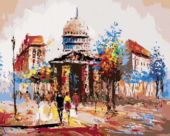 Malování podle čísel - POHLED NA KRAJ BLOKU V PAŘÍŽI - 80x100 cm, bez rámu a bez vypnutí plátna