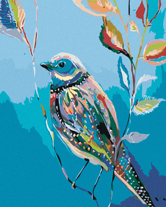 Malování podle čísel - MALOVANÝ PTÁČEK - 80x100 cm, bez rámu a bez vypnutí plátna