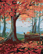 Malování podle čísel - LAVIČKA A PODZIMNÍ STROM - 80x100 cm, bez rámu a bez vypnutí plátna