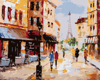 Malování podle čísel - ULICE V PAŘÍŽI - 40x50 cm, bez rámu a bez vypnutí plátna