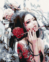 Maľovanie podľa čísel - MALÍRKA Z JAPONSKA - 80x100 cm, vypnuté plátno na rám