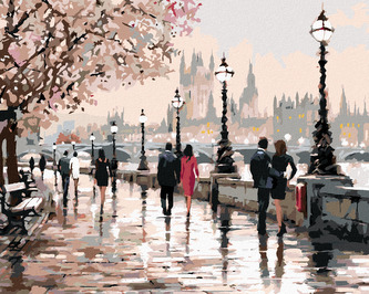Malování podle čísel - SAKURY V PRAZE (RICHARD MACNEIL) - 40x50 cm, vypnuté plátno na rám