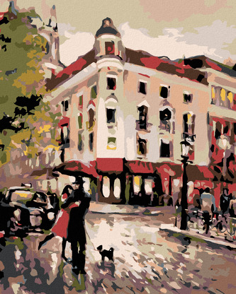 Malování podle čísel - SCHŮZKA NA ROHU - 40x50 cm, vypnuté plátno na rám