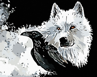 Malování podle čísel - PES A HAVRAN - 40x50 cm, vypnuté plátno na rám