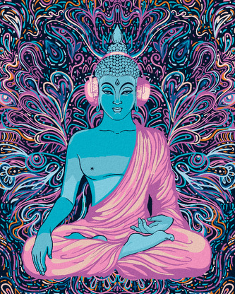 Malování podle čísel - FIALOVÝ BUDDHA - 40x50 cm, bez rámu a bez vypnutí plátna