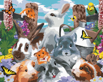 Malování podle čísel - HLODAVCI NA ZAHRADĚ A ANDULKA (HOWARD ROBINSON) - 80x100 cm, bez rámu a bez vypnutí plátna