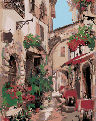 Malování podle čísel - ITALSKÁ ULIČKA - 80x100 cm, bez rámu a bez vypnutí plátna