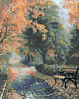 Malování podle čísel - PARK V LISTOPADU - 80x100 cm, vypnuté plátno na rám