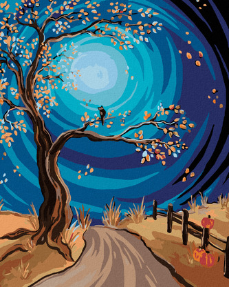 Malování podle čísel - STROM U CESTY - 80x100 cm, vypnuté plátno na rám