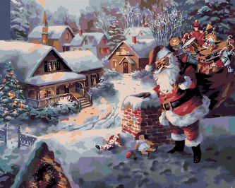 Malování podle čísel - SANTA CLAUS S DÁRKY - 80x100 cm, vypnuté plátno na rám