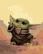 Malování podle čísel - BABY YODA - 80x100 cm, bez rámu a bez vypnutí plátna