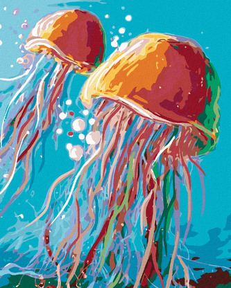 Malování podle čísel - MEDŮZY - 80x100 cm, bez rámu a bez vypnutí plátna