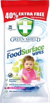 Green Shield Food Surface 70ks - Antibakteriální vlhčené ubrousky pro domácnost