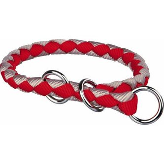 Nylonový obojek kulatý CAVO  (M) 39-45 cm/12 mm, červeno/stříbrná  - DOPRODEJ