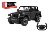 Auto RC Jeep Wrangler Rubicon čierny plastový 29cm 2,4GHz na stĺp. atď. na batérie v krabici 44x19x26cm