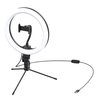 Baseus Ring lampa + mini stativ, barva černá