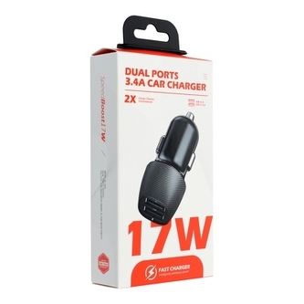 CL adaptér Carbon 2x USB QC 3.0, 17W, barva černá