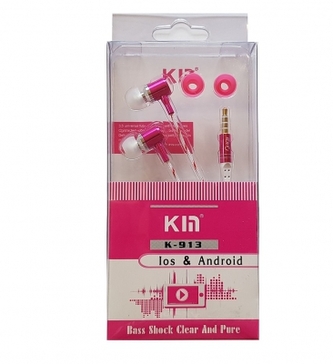 Hands Free KIN K-913 Super Bass 3,5 mm jack, barva růžová