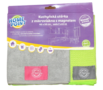 HP Mikrovlákno kuchyňská utěrka s magnetem sada 2 ks; 40x50 cm; 80%polyester 20%polyamid