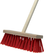 Koště silniční ČERVENÉ/ČERNÉ s tyčí; 152x40x6,5 cm; chlup 9 cm; dřevo, plast